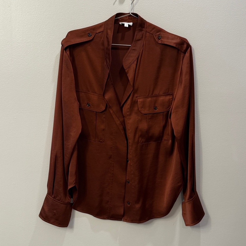 A.L.C. Oakley Rust Satin Blouse size 6 - Picture 4 of 5